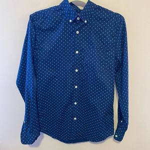 Mens XS Button Down Dress Shirt Navy Blue